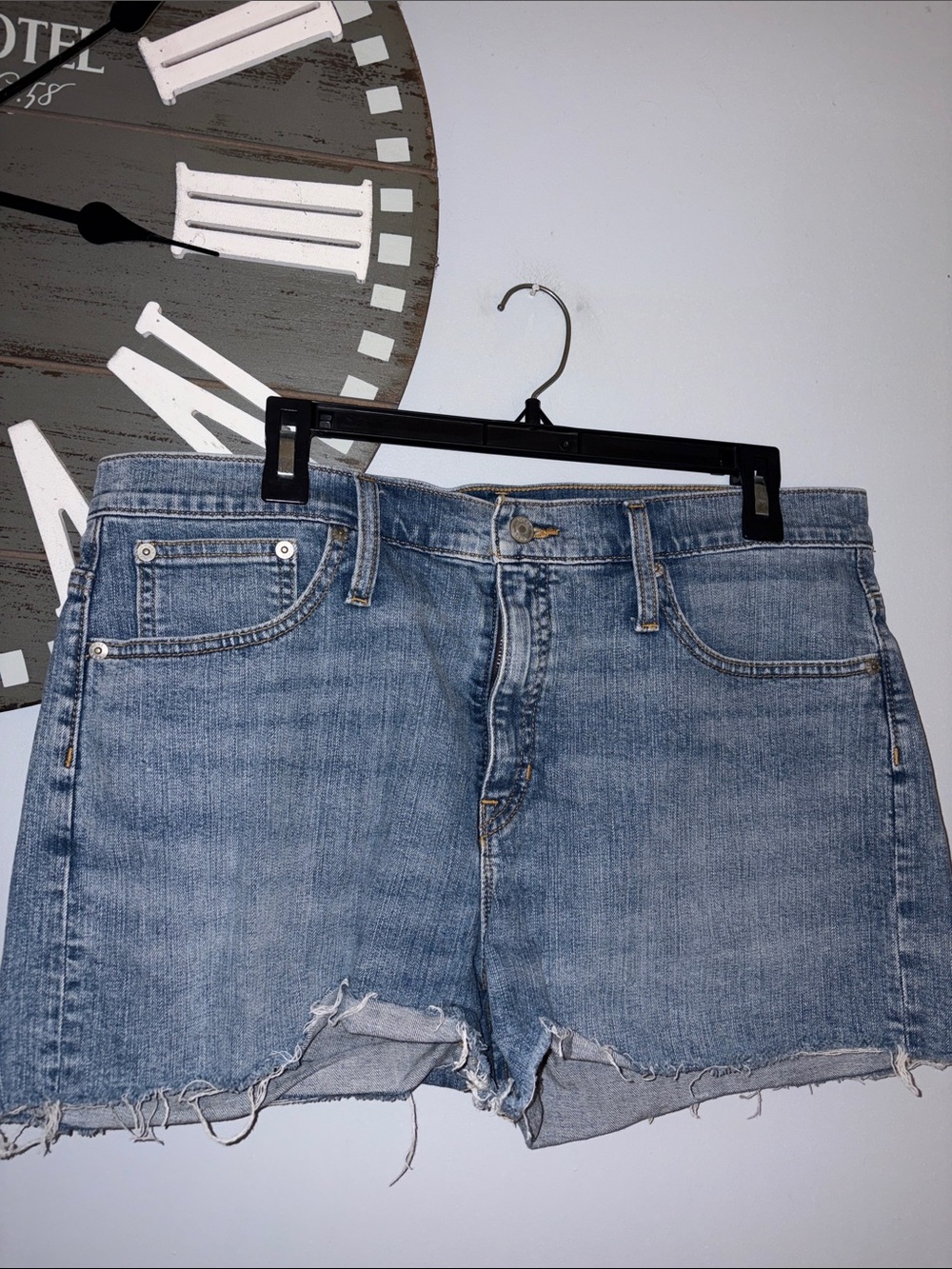 J. Crew Light Blue Frayed Hem Denim Cutoff Shorts